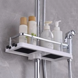 NM Store® Banyo Direğine Asılabilir Köşelik Şampuanlık Sabunluk Çift Askılı Düzenleyici Raf Paslanmaz