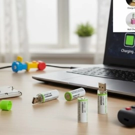 NM Store® USB Şarjlı 1450mAh AA 1.2V Lityum Kalem Pil – 4'lü Set, Tekrar Şarj Edilebilir Uzun Ömürlü Dönüştürülebilir Batarya