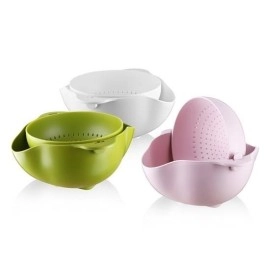 NM Store® Çok Amaçlı 360 Derece Dönebilir Pratik Hazneli Mutfak Süzgeç Elek