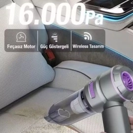 NM Store® 9 Farklı Uçlu Kablosuz Şarjlı Araç İçi Süpürge – Wireless Destekli, Güçlü Emiş, Taşınabilir Pratik Araç Temizleyici