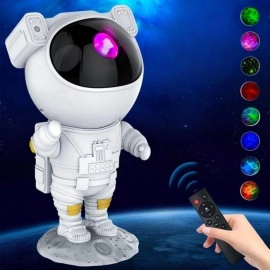 NM Store® Uzaktan Kumandalı ve Zamanlayıcılı Farklı Renk Işık Modlu Astronot Projektör Gece Lambası