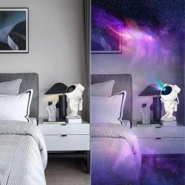 NM Store® Uzaktan Kumandalı ve Zamanlayıcılı Farklı Renk Işık Modlu Astronot Projektör Gece Lambası