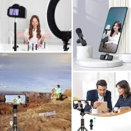 NM Store® Type C Uyumlu İphone Dönüştürücülü Kablosuz Yaka Mikrofonu Android ve İphone Uyumlu Mini Mikrofon