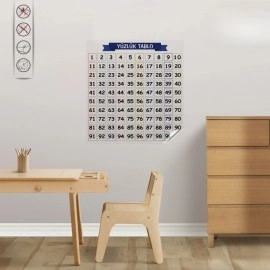 NM Store® Matematik Öğreten Yüzlük Tablo Duvarda İz Bırakmaz Akıllı Kağıt Yapışkansız Statik  60x60 cm