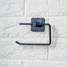 NM Store® Kendiliğinden Yapışkanlı Siyah Paslanmaz Metal Kapaksız Tuvalet Kağıtlığı Aparatı