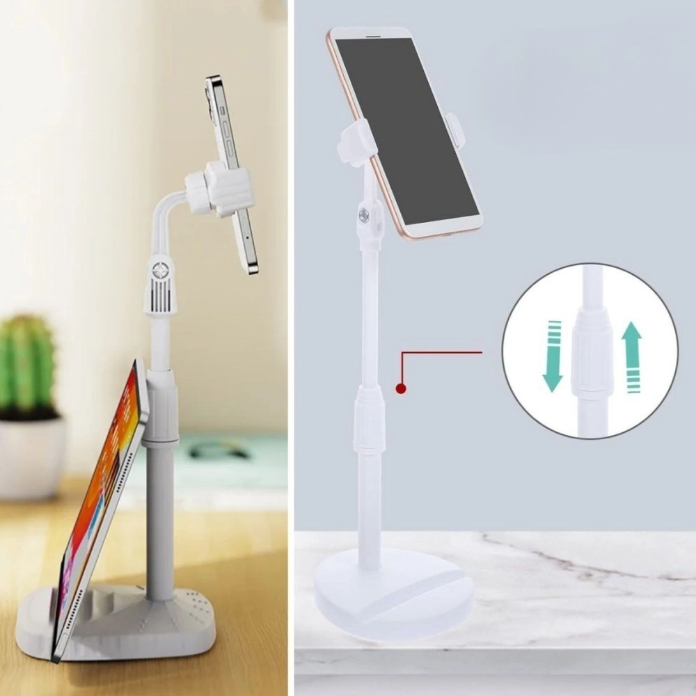 NM Store® Masa Üstü Tablet ve Telefon Tutucu Plastik Aparat Beyaz Telefon Standı