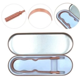 NM Store® Bakır Oil Pulling Yağ Çekme Dil Plak Temizleme Aleti Dil Fırçası Sıyırıcı Dil Kaşığı