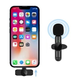 NM Store® Type C Uyumlu İphone Dönüştürücülü Kablosuz Yaka Mikrofonu Android ve İphone Uyumlu Mini Mikrofon