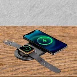 NM Store® 2si 1arada Kablosuz Saat,Kulaklık ve Telefon Hızlı Şarj Etme Aparatı