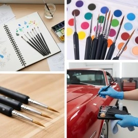 NM Store®10 Adet Hobi ve Araba Rötüş Fırça Seti – İnce Detay Boyama, Model Yapımı ve Araç Çizik Giderme İçin Çok Amaçlı Fırça Takımı