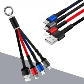 NM Store® Işıklı Anahtarlık Model 3 in 1 USB Çıkışlı MİKRO,TYPE-C ve İphone Uyumlu Şarj Kablosu