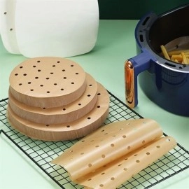 NM Store® 50 Adet Air Fryer Pişirme Kağıdı Tek Kullanımlık Gıda Pişirme Kağıdı Delikli Yuvarlak Model