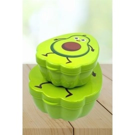 NM Store® 2'li İç İçe Geçebilen Avokado Model Saklama ve Beslenme Kabı Seti (550 ml + 250 ml)