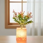 Işıklı Yapay Çiçek –Pembe Saksılı LED Dekoratif Bitki, Masaüstü ve Ev Ofis Aydınlatmalı Süs Bitkisi