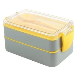 NM Store® 2 Bölmeli Çok Amaçlı 900 ml Kapasiteli Çatal Kaşıklı Dayanıklı Beslenme Kabı Yiyecek Kutusu