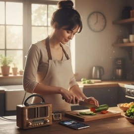 NM Store® Küçük Mini Boy Retro Ahşap Tasarım Bluetooth Hoparlörlü Radyo – FM/AM Destekli, Şarjlı ve Taşınabilir Radyo NS-8108