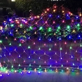 NM Store® 1x2 Metre Dekoratif File Ağ Perde 192 LED 8 Animasyonlu Farklı Işık Modu RGB Fişli