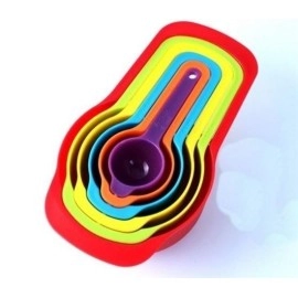 NM Store® Pratik Ölçü Kaşığı Kabı 5li Şeker Baharat Sıvı Ölçer Aparat