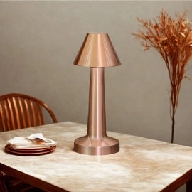 NM Store® Çatı Model Bronz Renk Şarjlı Dokunmatik 3 Renkli LED Masa Lambası