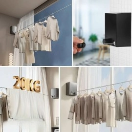 NM Store® Teleskopik Çamaşır Kurutma Askısı, Pratik Geri Çekilebilir Çamaşır İpi