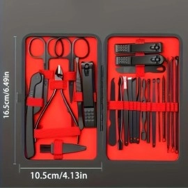 NM Store® 24 Parça Kendiliğinden Deri Çantalı Seyahat Tipi Manikür Pedikür Seti