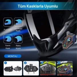 NM Store® Y20 Motorsikletler İçin Kablosuz Bluetooth Kulaklıklı – Suya Dayanıklı, Uzun Ömürlü Batarya, Gürültü Engelleme Özellikli Kask Kulaklığı