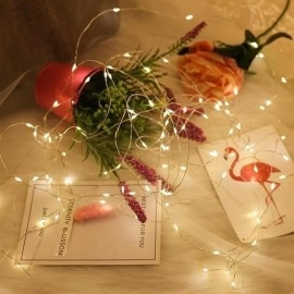 NM Store® Peri Led Işık 10 Metre (Sarı) Pilli Aydınlatma Şerit Led Saçak Spot Süsleme