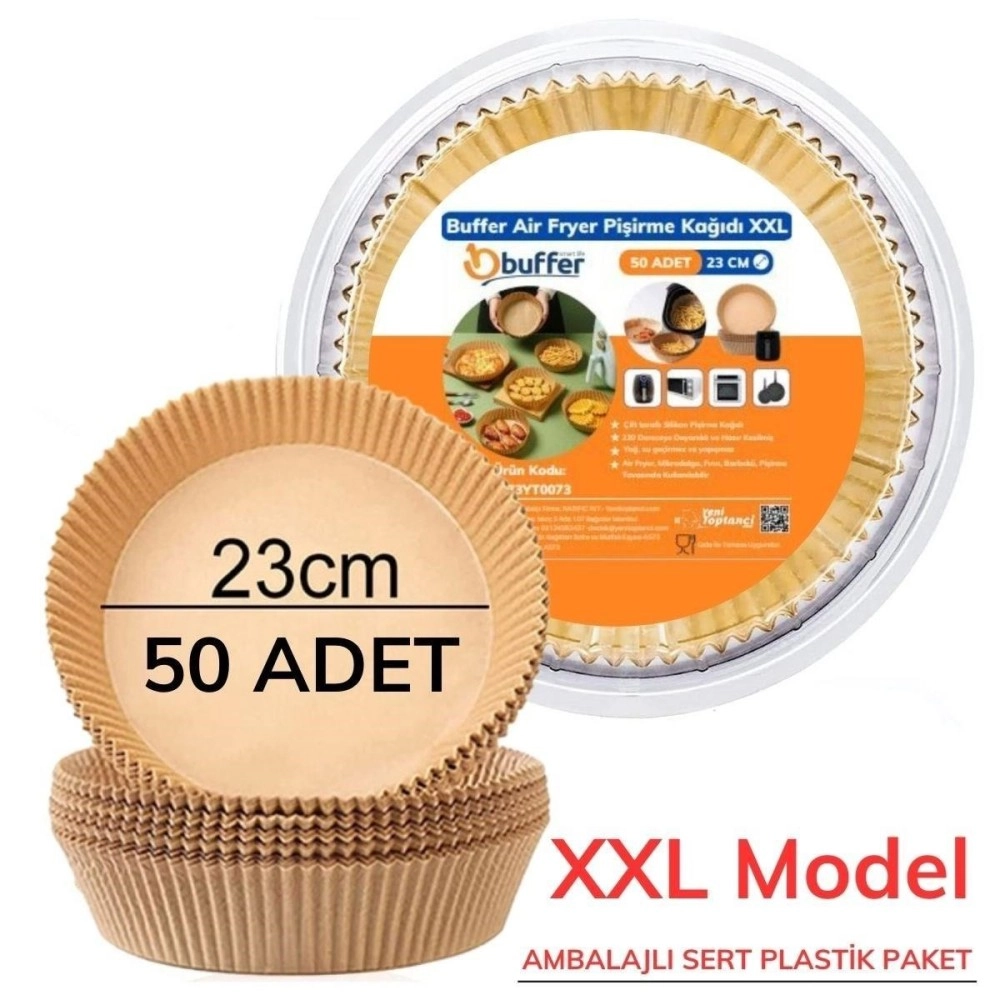 NM Store® 50 Adet Air Fryer Pişirme Kağıdı Tek Kullanımlık  23 Cm Yuvarlak Pişirme Kağıdı XXL PVC li