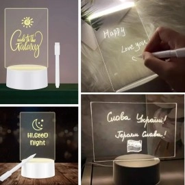 NM Store® USB Kablolu Işıklı Kendiliğinden Beyaz Kalemli-Silgili Kreatif 3D Görselleştirme LED Lambası