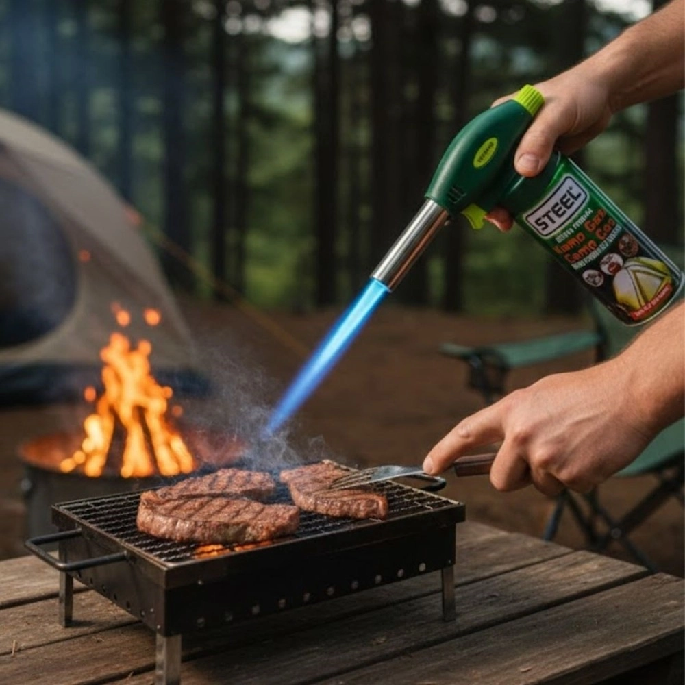 NM Store® Outdoor Kamp, Piknik ve Tamir İşleri İçin Kamp Gazı Seti – Taşınabilir Pürmüz Alev Tabancası ve Yüksek Performanslı Gaz Kartuşu