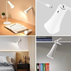 Beyaz 4'ü 1 Arada Manyetik LED Lamba Şarjlı Masaüstü El Feneri Mandallı Klipsli Duvar Lambası