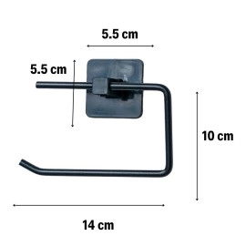 NM Store® Kendiliğinden Yapışkanlı Siyah Paslanmaz Metal Kapaksız Tuvalet Kağıtlığı Aparatı