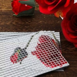 NM Store® Kare Silver Cam Mozaik Fayans Çıkartmaları El İşi Kare Cam Fayans Kendinden Yapışkanlı Aynalı Dekor Panel 30x30 Cm