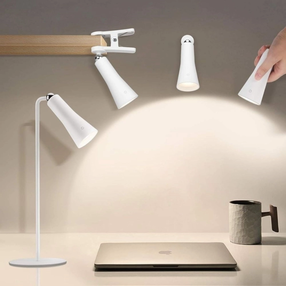 Beyaz 4'ü 1 Arada Manyetik LED Lamba Şarjlı Masaüstü El Feneri Mandallı Klipsli Duvar Lambası