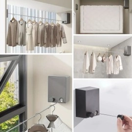 NM Store® Teleskopik Çamaşır Kurutma Askısı, Pratik Geri Çekilebilir Çamaşır İpi