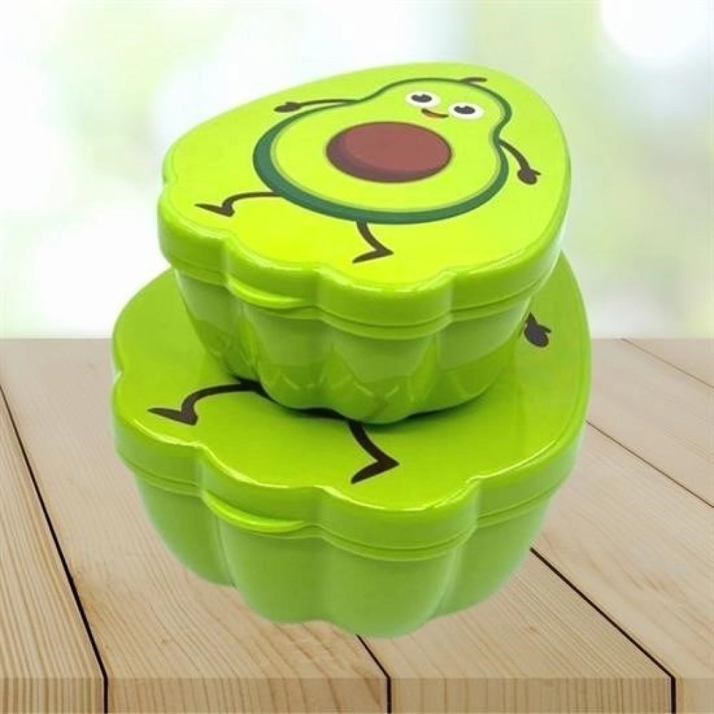 NM Store® 2'li İç İçe Geçebilen Avokado Model Saklama ve Beslenme Kabı Seti (550 ml + 250 ml)