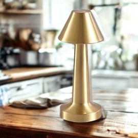 NM Store® Çatı Model Gold Renk Şarjlı Dokunmatik 3 Renkli LED Masa Lambası