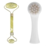 NM Store® 2li Set Çift Taraflı Cilt Temizleme Fırçası ve Yeşim Taşı Çift Taraflı Cilt Masaj Aleti