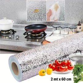 NM Store® Rulo Gümüş Alüminyum Folyo Duvar Kağıdı, Kendinden Yapışkanlı Raf İçi, Su Geçirmez Folyo  2 mt x 60 cm