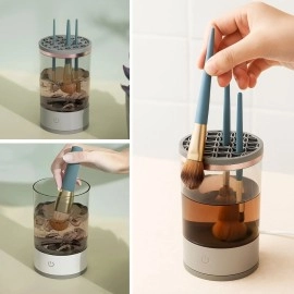 NM Store® USB Şarjlı Makyaj Fırçası Temizleyici Aparat Hızlı Kurutmalı, Çok Yönlü Fırça Temizleyici