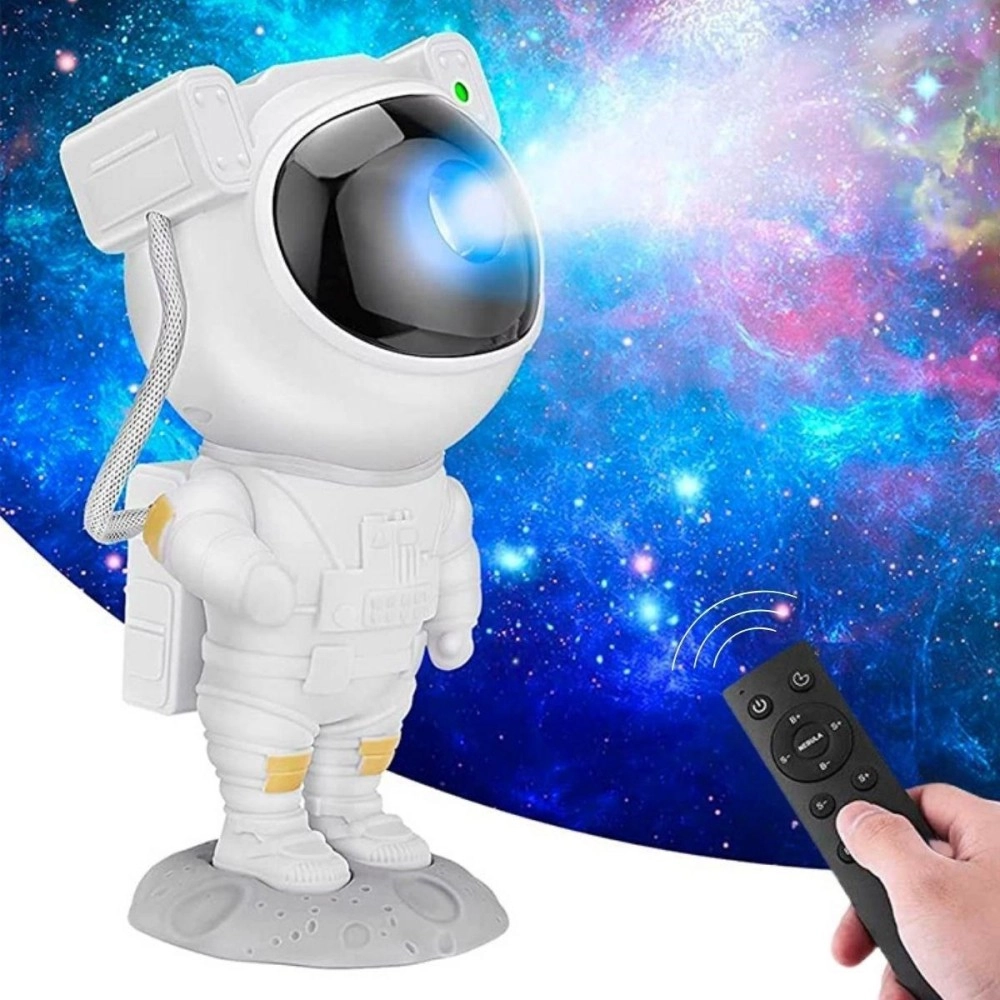 NM Store® Uzaktan Kumandalı ve Zamanlayıcılı Farklı Renk Işık Modlu Astronot Projektör Gece Lambası