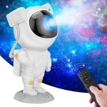 NM Store® Uzaktan Kumandalı ve Zamanlayıcılı Farklı Renk Işık Modlu Astronot Projektör Gece Lambası