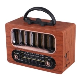 NM Store® Orta Boy Retro Ahşap Tasarım Bluetooth Hoparlörlü Radyo – FM/AM Destekli, Şarjlı ve Taşınabiliri Radyo NS-6636