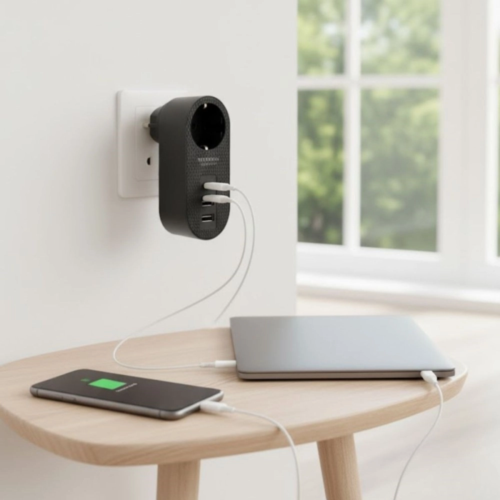 NM Store® 2 USB,1 TYPE-C Girişli 1'li Çocuk Korumalı,Isıya Karşı Dayanıklı 2500Watt Termal Akım Korumalı Priz