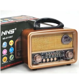 NM Store® Orta  Boy Retro, Nostaljik, Ahşap Tasarım Bluetooth Hoparlörlü, Şarjlı, Taşınabilir FM/AM Destekli Radyo NS-8110