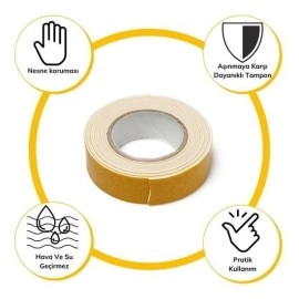 NM Store® Çok Amaçlı Tüm Yüzeylerde Kullanıma Uygun Beyaz Çift Taraflı Köpük Sünger Montaj Bant