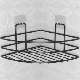 NM Store® Kendiliğinden Yapışkanlı Montaj Gerektirmeyen Tek Katlı Banyo Askı Köşe Şampuanlık Siyah