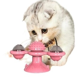 NM Store® Pet Malzemeleri Vantuzlu Fırıldak Toplu Dönen Şeffaf Depo Tasarım İnteraktif Kedi Oyuncağı