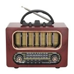 NM Store® Orta Boy Retro Ahşap Tasarım Bluetooth Hoparlörlü Radyo – FM/AM Destekli, Şarjlı ve Taşınabiliri Radyo NS-6636