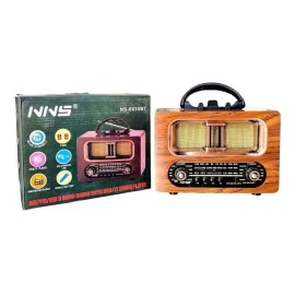 NM Store® Büyük Boy Retro, Nostaljik, Ahşap Tasarım Bluetooth Hoparlörlü, Şarjlı, Taşınabilir FM/AM Destekli Radyo NS-6635